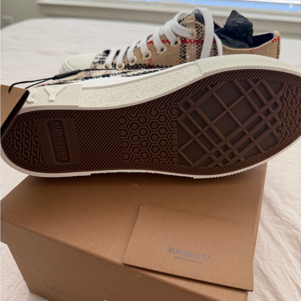 Burberry Beige and Black Checkered Sneakers - Picture 2 of 4